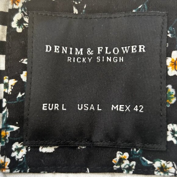 NWOT Denim & Flower Men's Classic Crewneck Sweater Black & White - Picture 2 of 4